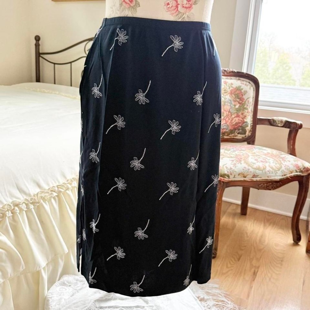 90s‎ casual corner black midi skirt size small